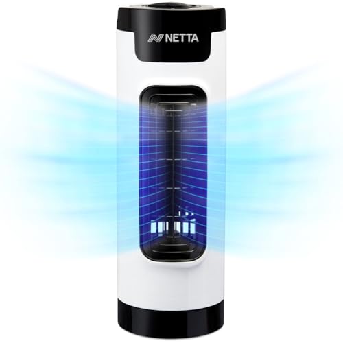 NETTA 14 Inch Mini Tower Fan with Oscillating Function - 3 Speed Settings Quiet Operation 65 Oscillation - 1.2kg Lightweight Compact Cooling Desk Fan for Homes Offices and Bedrooms - White