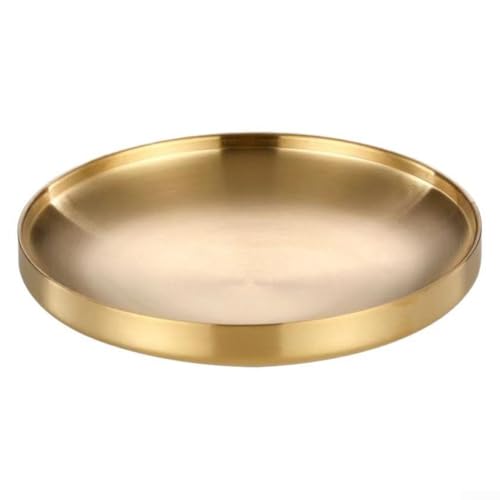 Pumixiy Bandeja redonda aislada de doble capa para fiestas, hogar y comedor, base antideslizante con bordes redondeados, se adapta a frutas, postres y té de la tarde (23 cm)