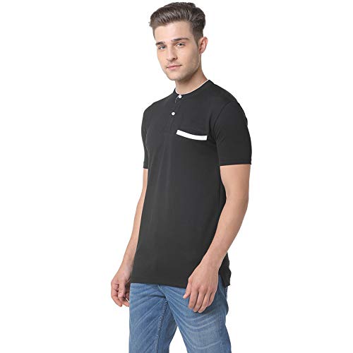 Image of CAHOOT Men Black Solid Casual T-Shirt