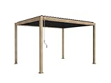 WEIDE® Premium Pavillon mit lackierter Eichenholz-Optik I Rostfreie & Robuste Alu-Stahl Pergola freistehend I Optimaler Schutz vor Sonne & Regen dank verstellbaren Stahl-Lamellen (3 x 4 M) (Hellbraun)