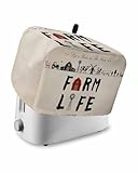 Toaster Cover 2 Slice Farm Life Toaster Oven Cover with Pockets Retro Farmhouse Red Barn Windmill Cow Chicken Tractors Bakeware Protector Small Kitchen Appliance Dust Covers and Fingerprint Protection