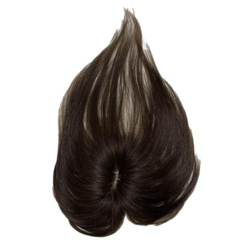 Anemone 100% Human Hair Toppers Clip in Hairpieces with 3D Air Bangs for Women Straight Toupee Middle Part Wiglets for Mild Hair-Loss (Dark Brown)