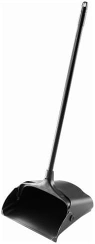 Rubbermaid Commercial Products Dustpan with Long Handle Plastic Black Compatible with Any Broom for Lobby/Restaurant/Office/Home/Dog Pooper Scooper 12.50" Wide