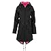 TOPKEAL Chaqueta de Lluvia para Mujer Abrigo Largo con Capucha al Aire Libre Impermeable a Prueba de Viento Negro 4XL