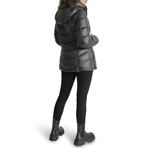 Doudoune à capuche DKNY veste courte matelassée en duvet véritable