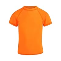 Winzik Boys Swim Shirt Toddler Boy Rash Guard Short Sleeve Swimwear Kids Quick Dry Beach Shirts 2-12Y (6-7 Years, Orange)