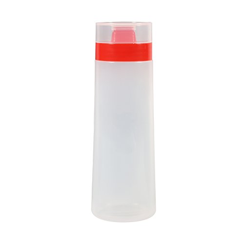 Alvinlite Squeeze Bottle, Reusable Condiment Dispenser Plastic 4 Holes Sauce Bottle for Honey Oil Jam Ketchup (Red)