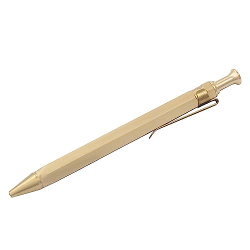 SAMFUNG Stick Brass Ballpoint Pen Pocket Prismatic Signature Pen with Black Replaceable Refill for Writing Stationery Gift Office Business - Image 2