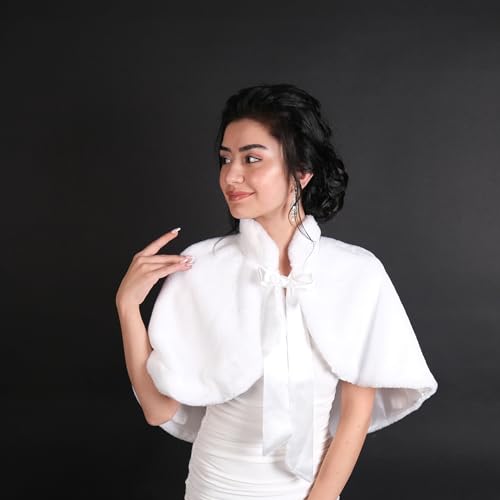Image of LIMELIA Bride Wedding Faux Fur|Shawl Wrap Stole for Bride, Bridesmaid-Feather Scarf Fur for Evenings, Bridal Wedding Party