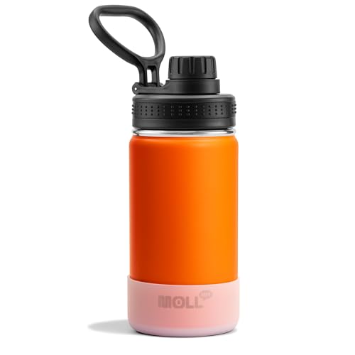 Mollcity Kids Insulated Water Bottle-350ml/12oz Stainless Steel Vacuum Wide Mouth Sports Flask with Silicone Boot-Reusable Metal Leak Proof Travel Water Bottle for Girls Boys, BPA-Free