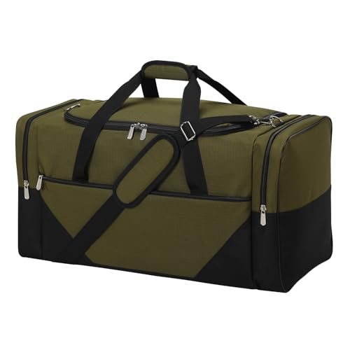 Image of 56L Travel Duffle Bag - 25 inch Overnight Weekender Bag with Trolley Sleeve for Travel Camping Gym Sport (Olive Green)