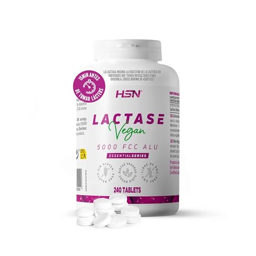 HSN Lactasa 5000 FCC ALU | 240 Tabletas | Enzima para la Alimentación | Alta Actividad Enzimática Declarada | 100% Natural: Aspergillus oryzae | No-GMO, Vegano, Sin Gluten