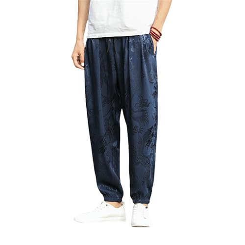 Pantalon de jogging 7/8 homme style chinois décontracté et ample