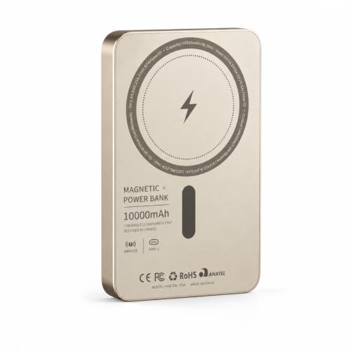 Power Bank Turbo 10000mAh 22,5W Carregamento Rápido por indução e cabo (prata vintage)