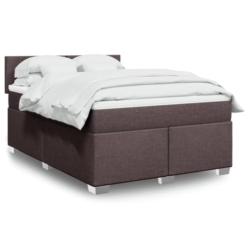 Juroupi Cama Box Spring con colchón Cama con colchon Estructura Cama Base de Cama somier Tela marrón Oscuro 140x190 cm - 3285879