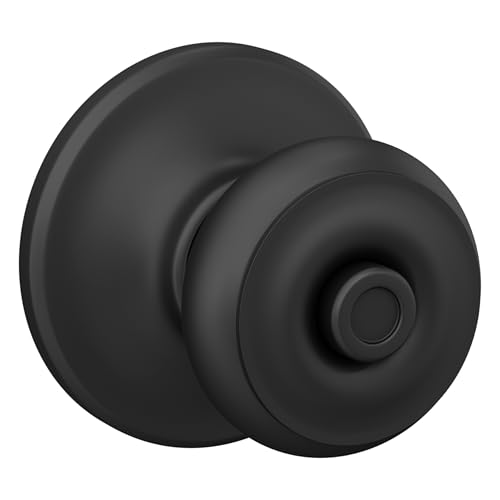 Image of Schlage F40 GEO 622 COH Georgian Door Knob with Cohen Trim, Bed & Bath Privacy Lock, Matte Black