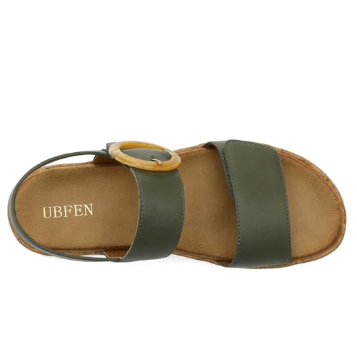 Image of UBFEN Womens Low Wedge Walking Sandals with Arch Support | Open Toe Sandals Adjustable Instep and Ankle Straps for Summer Everyday Outfits, Travel,Vacation
