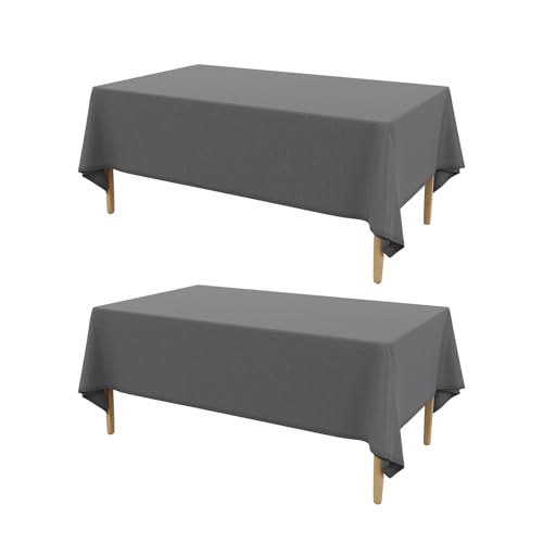 Image of AUSSPVOCT 2 Pcs Textured Faux Linen Table Cloth for Rectangle Table - 52x70 Inch Cloth Tablecloth Rectangular Waterproof Washable Fabric Dining Table Cover for Christmas Holiday Party Kitchen Decor