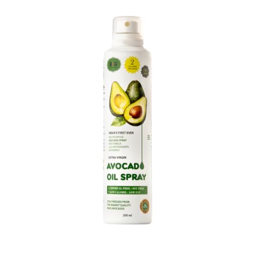 Image of Black & Green Extra Virgin Avocado Oil Cooking Spray, 200ML, Chemical Free. 300C Smoke Point, for High Heat Cooking, Baking and Frying (Pack of 3)