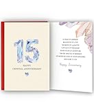 Bestmelo 15 Year Anniversary Card,15th Anniversary Card Gifts,15 Year Wedding Anniversary Day Gifts,Happy Crystal Anniversary,8x5.3 Inches,Double-Sided