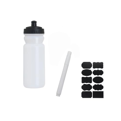 20 Oz Sports Water Bottle, Leak Proof and Reusable Squeeze Water Bottles, BPA Free Plastic Gym Water Bottle,Drinking Bottle with 8 PCS Labels, 1 Pen, Great for Running, Cycling, Football