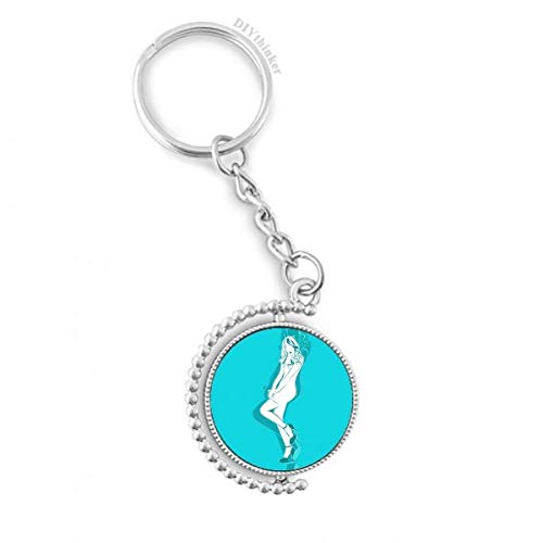 Porte-clés rotatif femme bleu Plump beauté DIYthinker en métal multicolore
