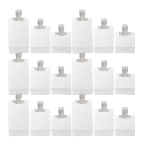 FESTFENDS 30 Bolsas Vacías para Champú y Gel de Ducha Diseño Transparente Mate, Tapa Abatible y Capacidad de 30 Ml, 50 Ml y 100 Ml, Ideales para Viaje