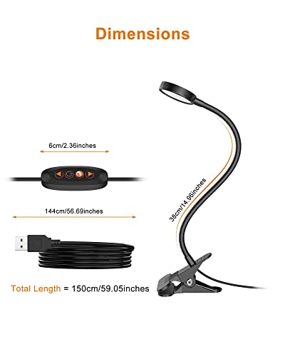 Lepower Clip On Light, Reading Light With 10 Dimmable Brightness Levels And 3 Colors, Flexible Book Reading Lamp For Bed, Desk, Headboard, Perfect For Reading, Working & Studying-No Ac Adapter #TOP7