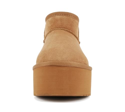 Soda “Benji” ~ Women Round Toe Flatform Sherpa-lined Ankle Bootie4