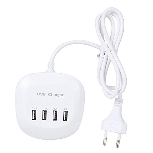 Stazione di ricarica USB Caricabatterie da parete USB a 4 porte multi alimentazione Hub caricatore USB 100-240 V per più dispositivi Presa multipla a ricarica rapida con spina e cavo (Unione Europea)