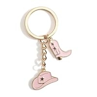 FRULX Cowboy Hat and Boot Pink Keyring, Creative Bag Charm for Women, Personalised Gift for Her, Mum, Friends, And Colleagues, Unique Birthday and Friendship Gifts, Fashionable Accessory
