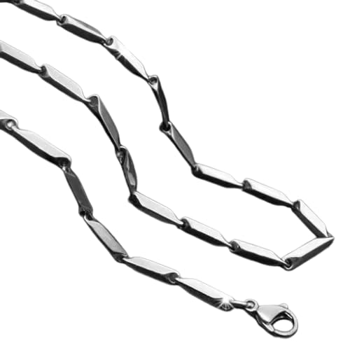 Stainless Steel Bar Link Chain Necklace for Men, Silver-image-46