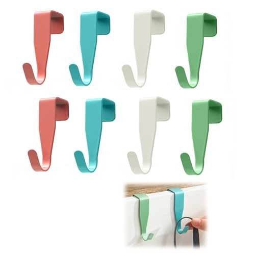 OHREN 8 ganchos, colgador estable, no requiere perforación, apto para puertas estándar, perchero puerta, colgador percheros, gancho, perchas para puertas, colgadores, ganchos para colgar (Multicolor)