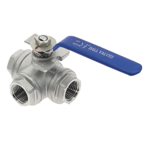 Válvula de bola de 3 vías de acero inoxidable 304 con acabado profesional tipo T DN8 2