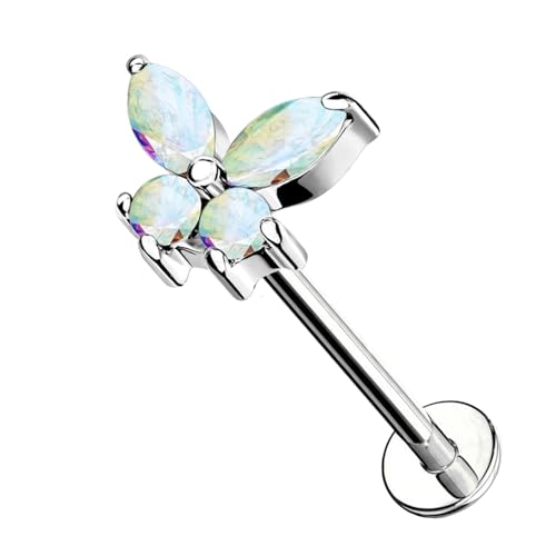 AWAKEN Lobe Pendientes Animal Borchies con Cristales Cartílago/Hélice/Tragus en Acero Quirúrgico 316L (Farfall Steel AB)