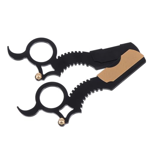 TOVINANNA 2pcs Manual Beard Shaving Razors Barber Set Stainless Steel Barber Razors for Men Beard Grooming Tool
