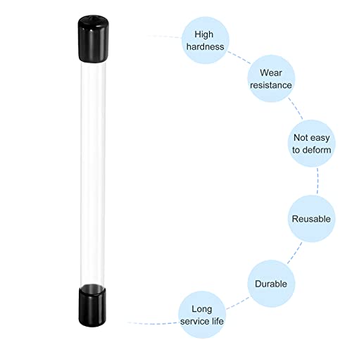 Image of PATIKIL Clear Rigid Tube Round Plastic Tubing with Black Rubber Caps Polycarbonate Water Pipe, 305mm / 12 Inch Length, 14mmx15mm /0.55 inchx0.6 inch, 1 Set