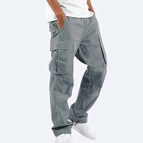 lcyhony Mens Cargo Pants Relaxed Fit Stretchy Outdoor Hiking Pants Elastic Drawstring Waist Lounge Pants with Multi Pockets2