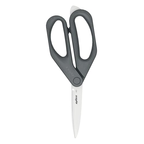 Image of Zyliss Household Scissors - Multi-Purpose Stainless Steel Kitchen & Home Shears with Built-in Box Cutter - Wheat Straw Handle, Dishwasher Safe, Everyday Cutting Tool, 5-Year Guarantee