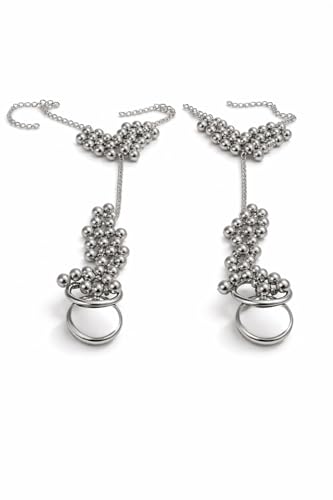 Image of Beaded Anklet Chain with Toe Ring, Barefoot Sandal Jewelry, Adjustable Hook Closure