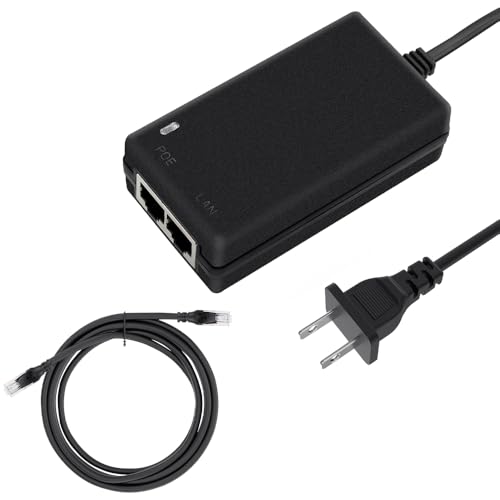 Gigabit PoE Injector 48V Power Over Ethernet Supply Adapter 10/100/1000Mbps IEEE 802.3at/af RJ45 Compliant for Camera IP Phone PoE Switch and More PoE Devices with 3FT Cat 6 Gigabit Ethernet Cable
