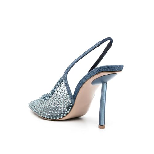 Rhinestone Mesh Slingback High Heels Stiletto Pumps Slip on Dress Shoes for Dating Party Working3