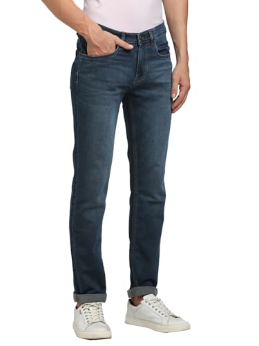 Image of Turtle Men Cotton Stretch Narrow Fit Dark Green Jeans||Men's Jeans||Men's Denim||Stretchable Jeans