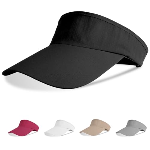 Aomig Cappelli con Parasole, Berretto da Tennis da Golf Visor Sportive Cappello per Donna Uomo, Cappellino con Visiera da Tennis Regolabile Visiera Sole per Ciclismo Corsa Pesca(Nero)
