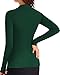 HERLOLLYCHIPS Womens Long Sleeve Collared Polo Tops V Neck Button Down Fitted Shirts (Deep Green, X-Small)