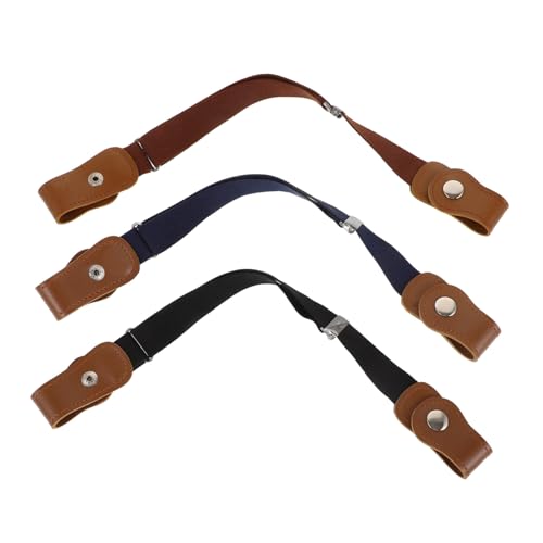 VALICLUD 3pcs Stretchy Waist Belts for Boys and Durable Pant Belts Black Navy and Light Coffee Lightweight and Reusable Childrens Dress Accessories for School and Daily Wear