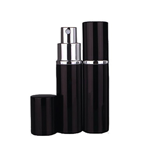 Garrelett 4 Pcs Mini Refillable Perfume Atomizer Bottle Refillable Empty Container for Travel Spray Scent Pump Case 10ml .41oz (Black)