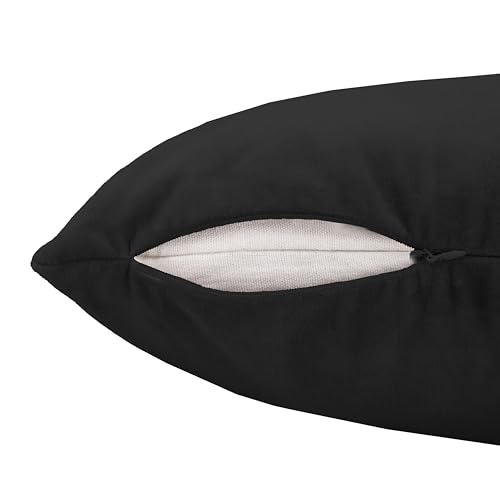 Image of R home Velvet Cushion Cover | Pack of 2 | for Sofa, Bed, Car, Living Room & Chair | Decorative Throw Reversible Cushion Covers (2, Black, 16 X 16 INCH)
