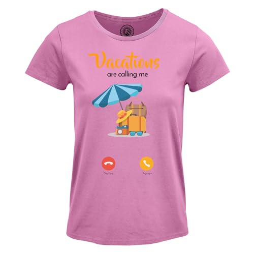 T-shirt femme col rond Vacations are Calling Me, évadez-vous sous le soleil