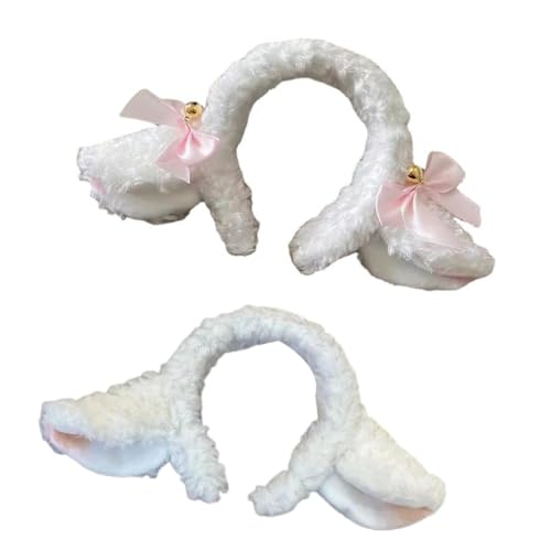 Cartoon Headbands, Soft Lamb Headband Animal Shape Plush Ears Hair Hoop for Washing Face Animal Hairbands Cartoon Costume4